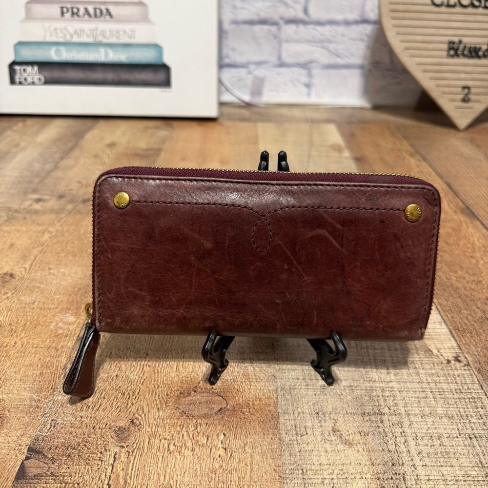 Frye zip around leather wallet